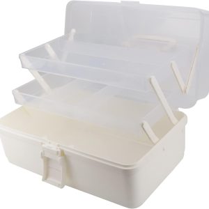 Avlcoaky Tackle Box Large 3 Layers Plastic Portable Storage Box Fishing White Tackle Box Organizer Art Craft Tool Box