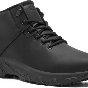 SHULOOK Non Slip Work Boots for Men Slip Resistant Shoes Waterproof Food Service Chef Kitchen Restaurant Working Boots Casual Leather Ankle Boot Outdoor Walking Booties
