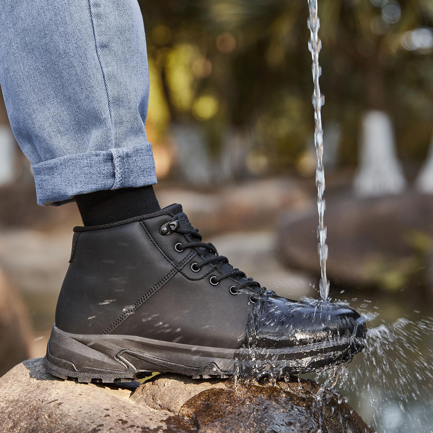 SHULOOK Non Slip Work Boots for Men Slip Resistant Shoes Waterproof Food Service Chef Kitchen Restaurant Working Boots Casual Leather Ankle Boot Outdoor Walking Booties - Image 7